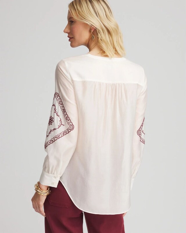 Tencel-Blend Embroidered Blouse - image 3